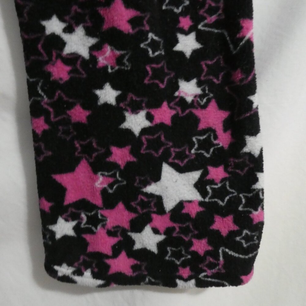 725 ORIGINALS | small | Black Fleece Pajama - Lounge Pants | Pink & White Stars - Picture 15 of 16